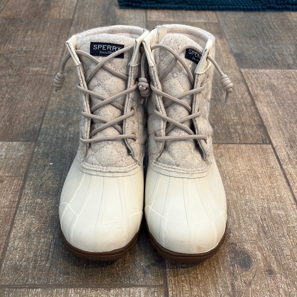 Sperry Cream Quilted Duck Boots